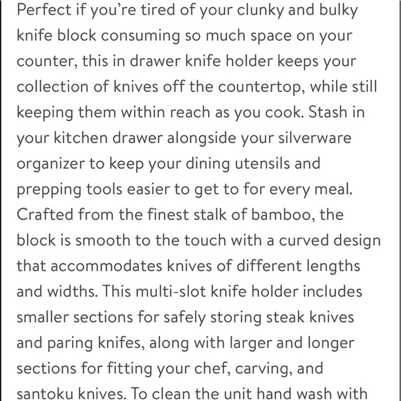Home Basics|Wave In Drawer Bamboo Knife Block - Picture 4 of 5